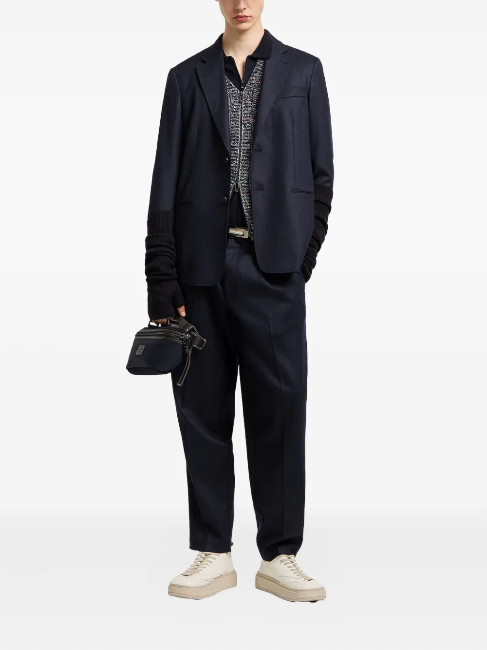 Emporio Armani Wollen broek met logoplakkaat - Blauw