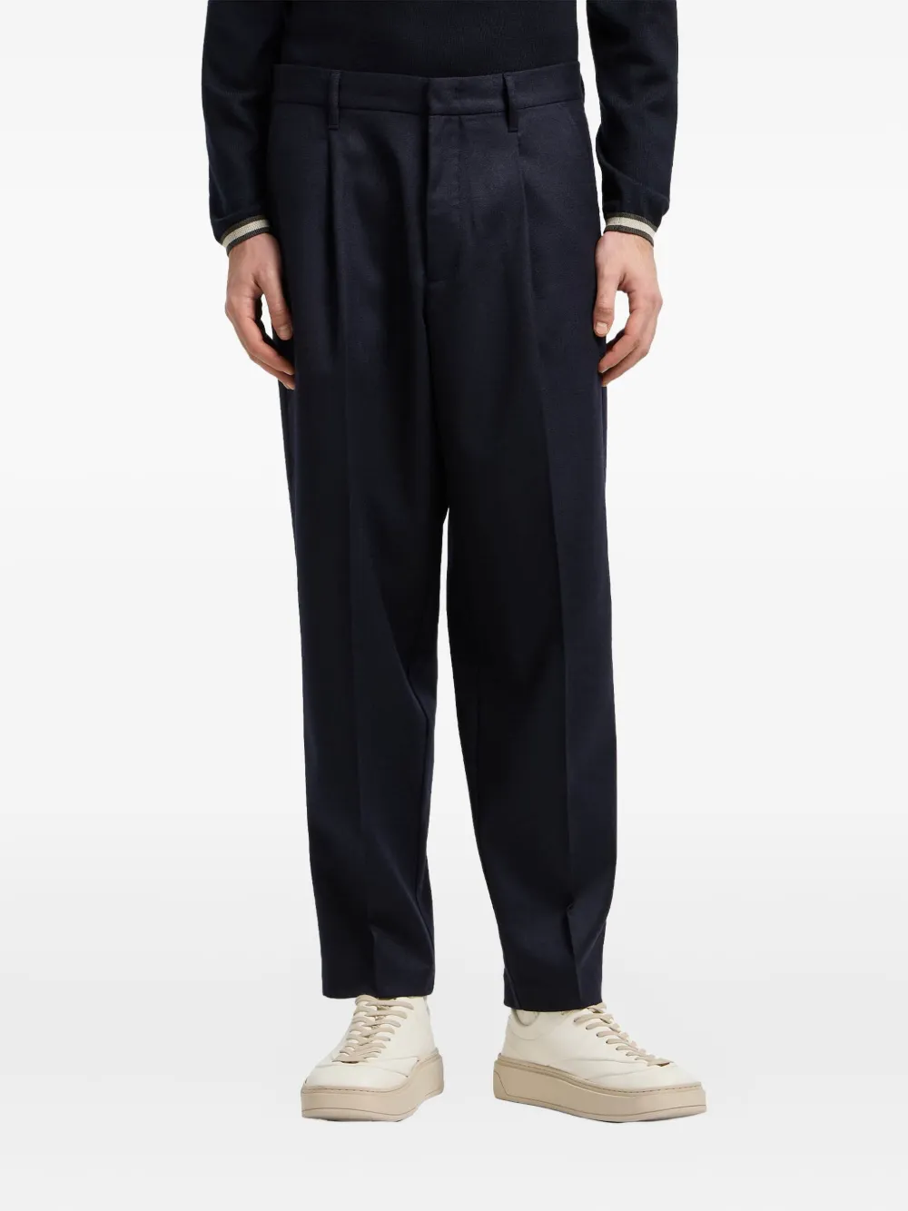 Emporio Armani Wollen broek met logoplakkaat Blauw