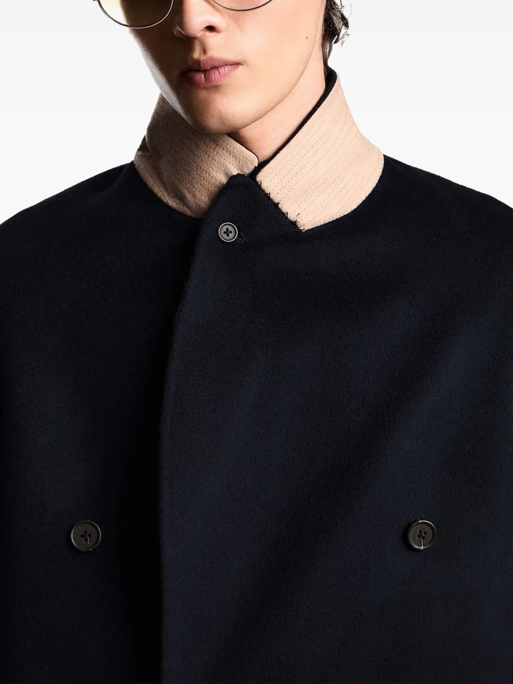 Emporio Armani Double-breasted Shawl Jacket In Black