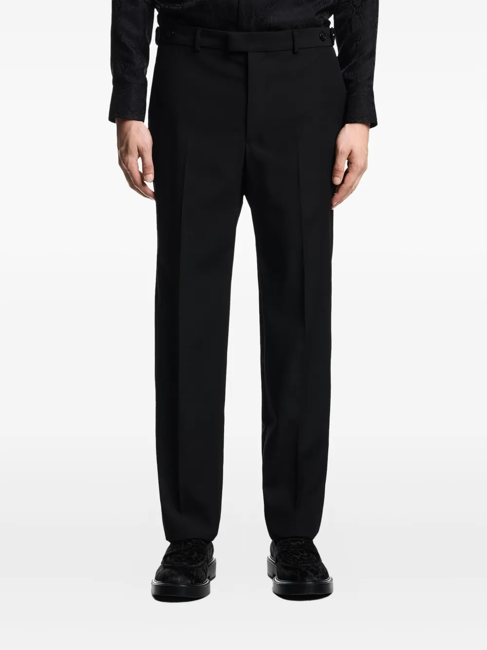 Emporio Armani Belt-loops Side-straps Trousers In Black