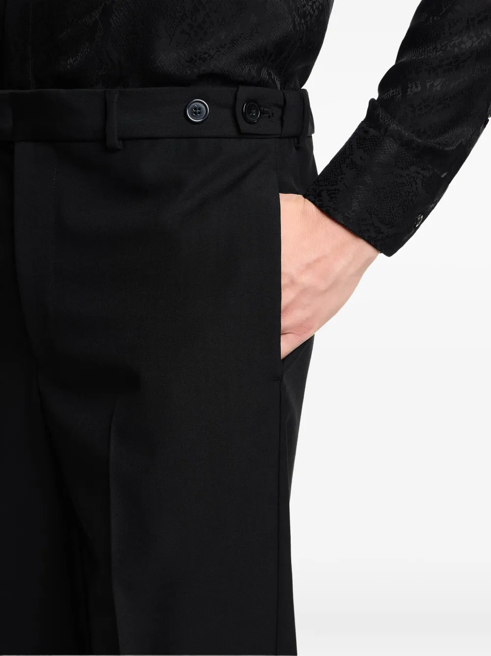 Emporio Armani Belt-loops Side-straps Trousers In Black