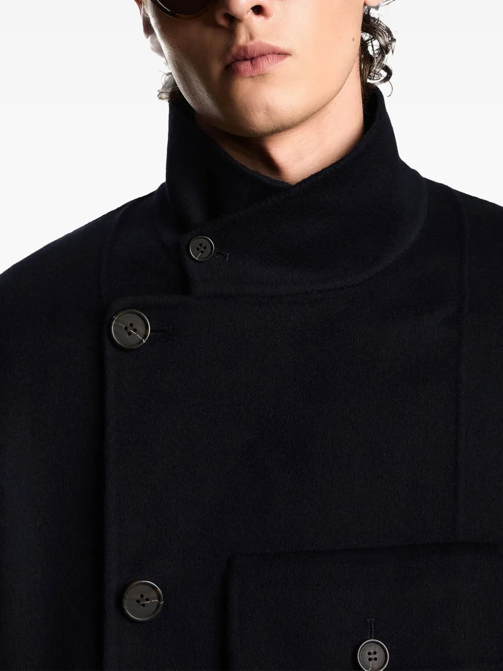 Emporio Armani Mantel met dubbele rij knopen Blauw