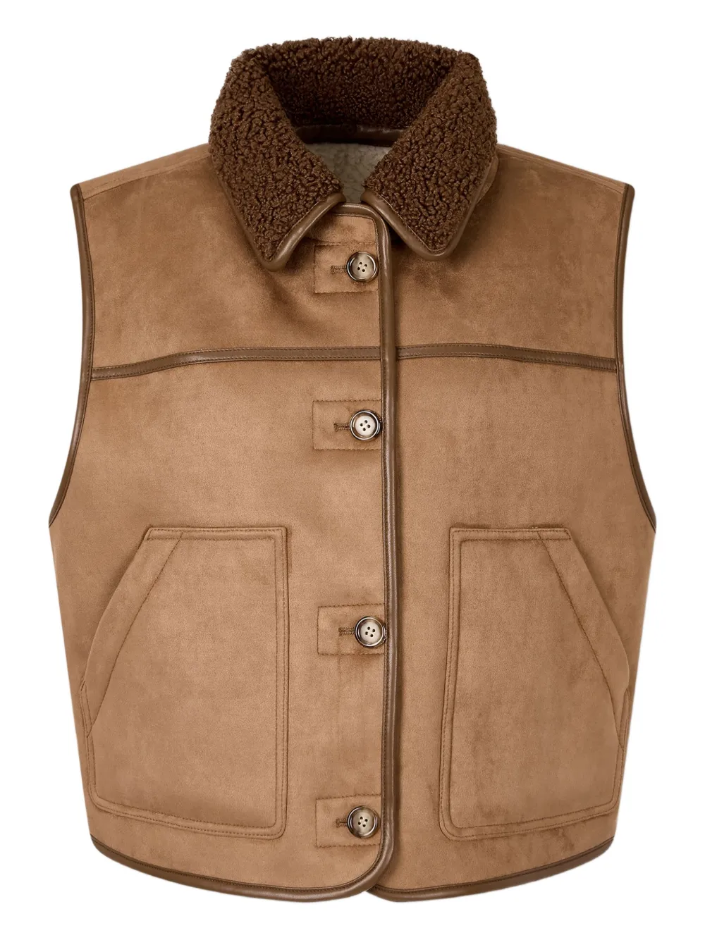 Studio Tomboy Reversible Sleeveless Gilet In Brown