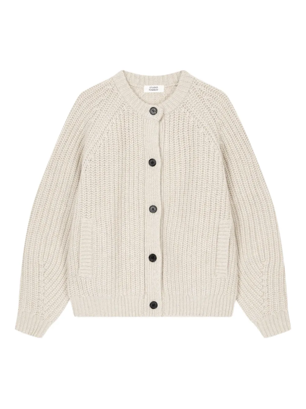 Studio Tomboy Button Wool Cardigan In Neutral