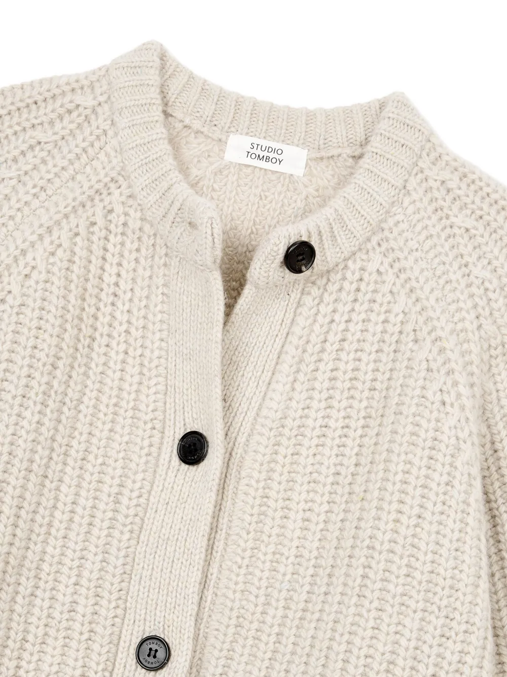 Studio Tomboy Button Wool Cardigan In Neutral