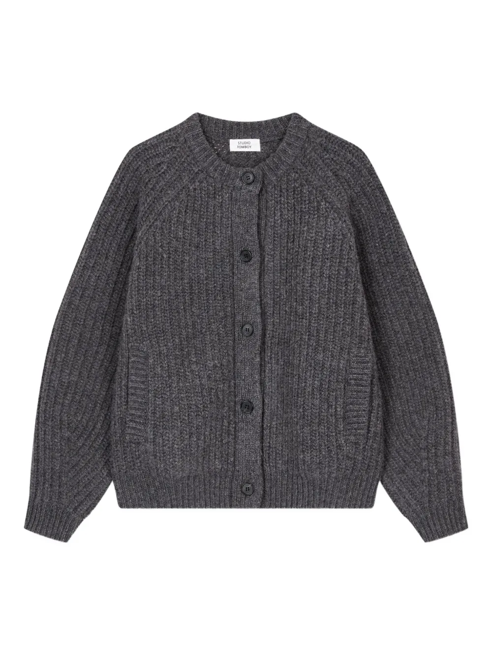Studio Tomboy Button Wool Cardigan In Gray