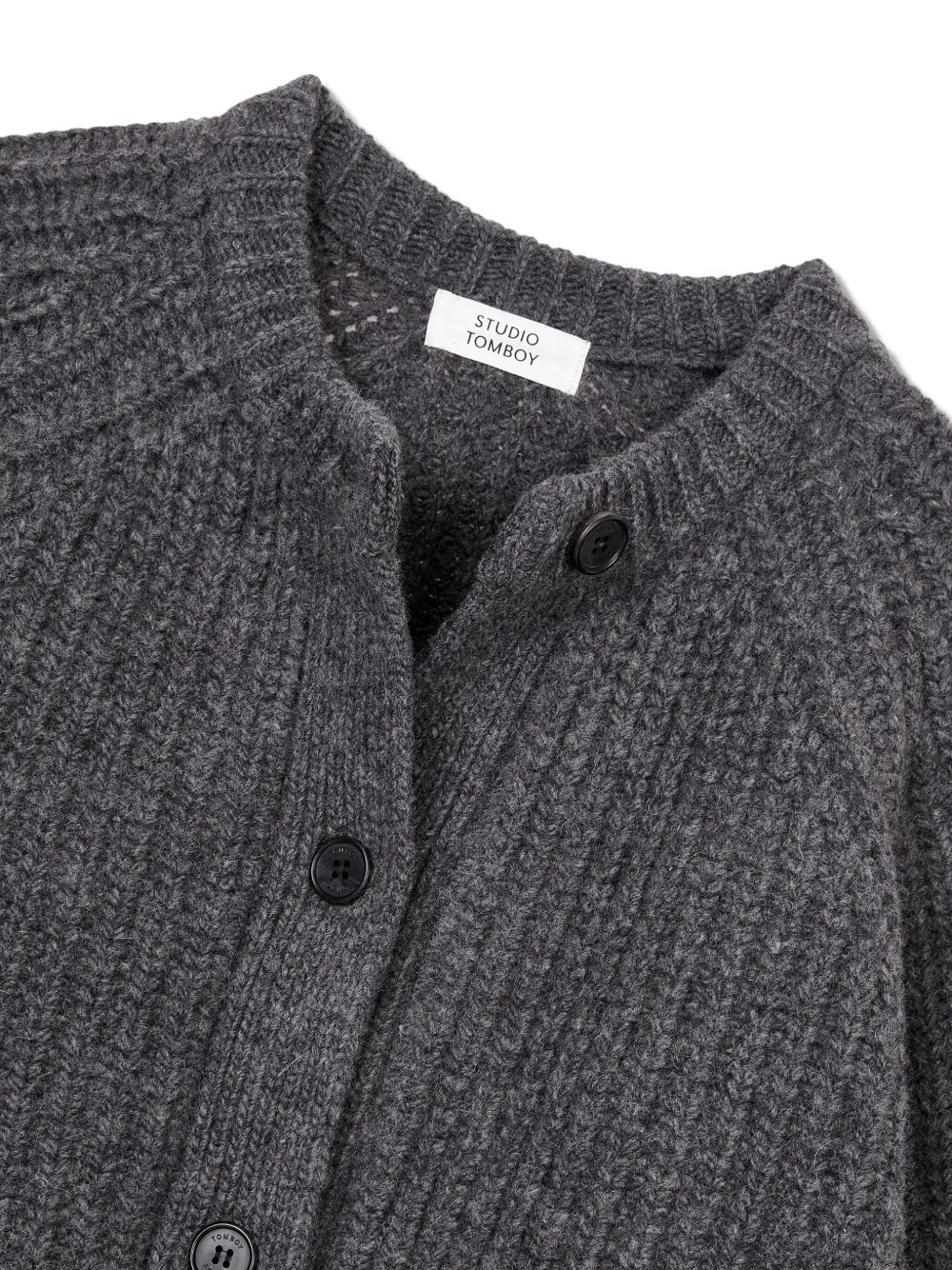 Studio Tomboy Button Wool Cardigan In Gray