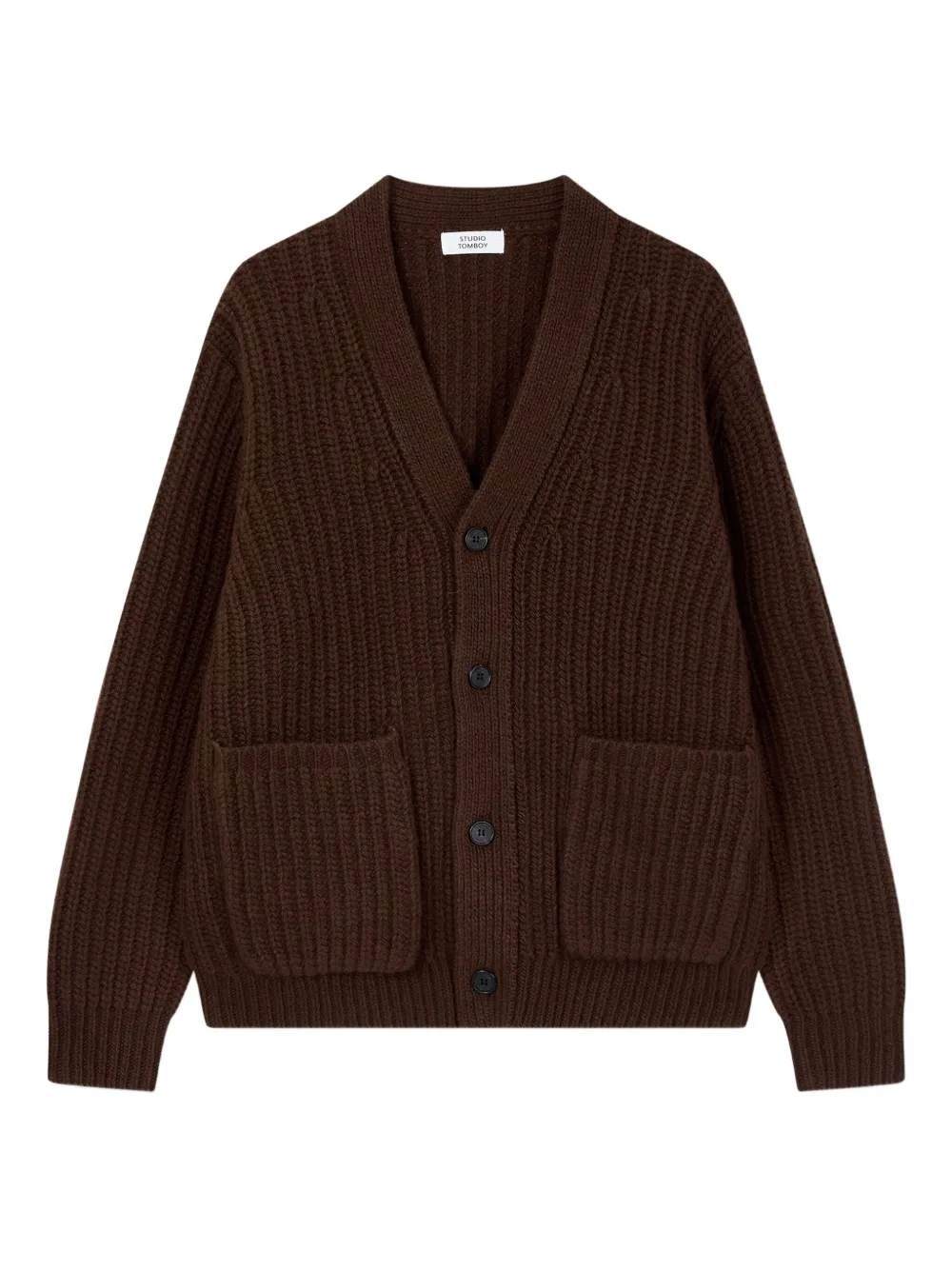 Studio Tomboy Patch-pocket Cardigan In Brown