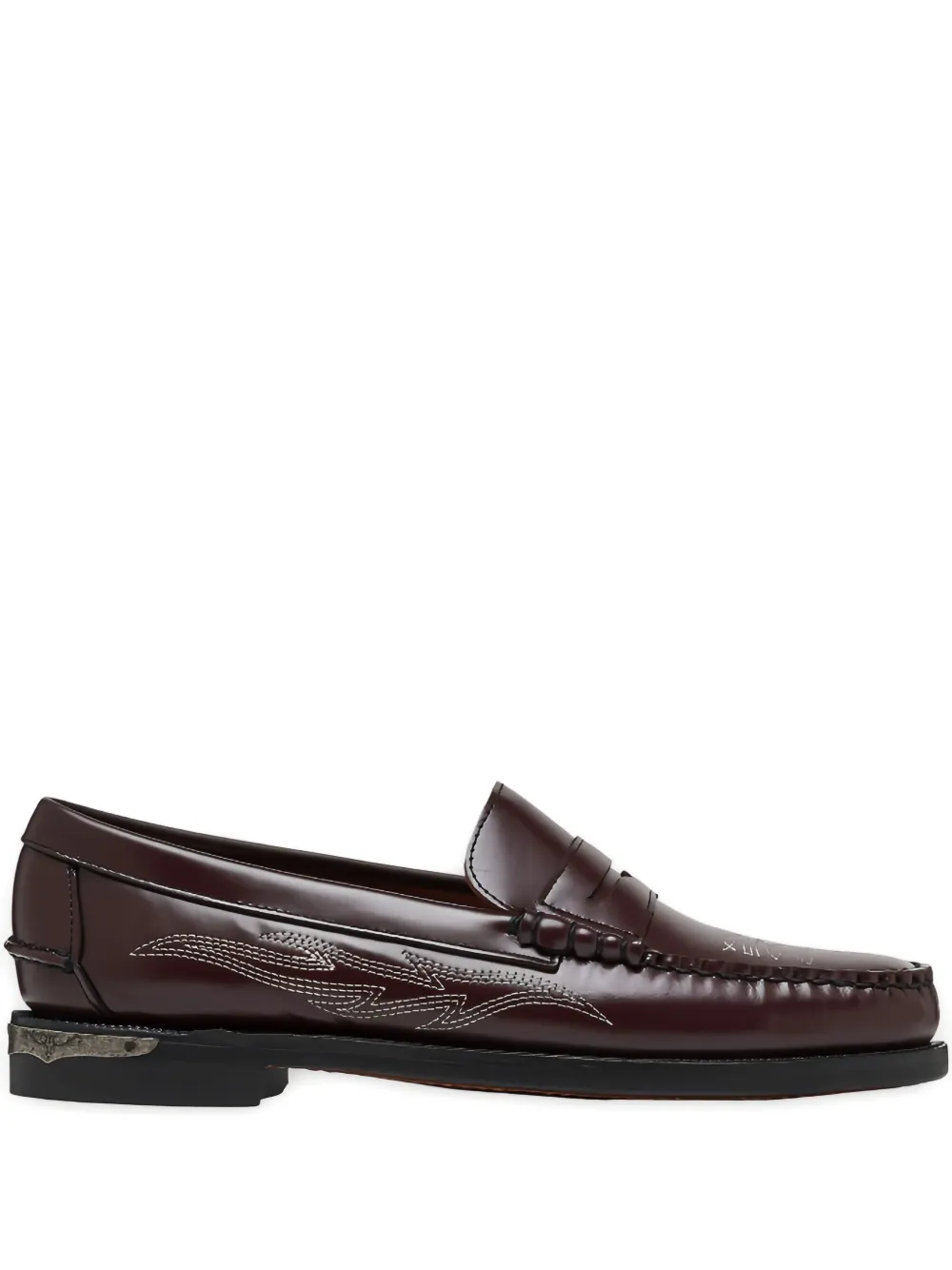 Sebago Dan El Paso Embroidered Loafers In Burgundy