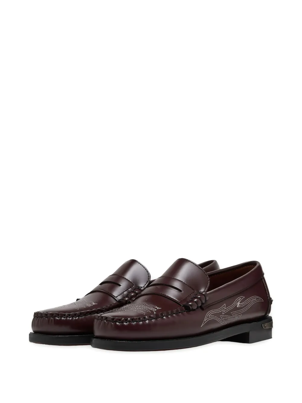 Sebago Dan El Paso Embroidered Loafers In Burgundy