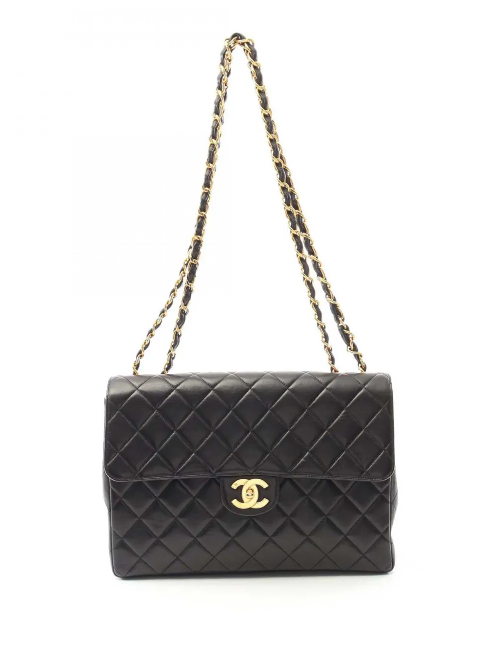 CHANEL Pre-Owned 1994-1996 ジャンボ クラシック ラムスキン シングルフラップ ショルダーバッグ - ブラック