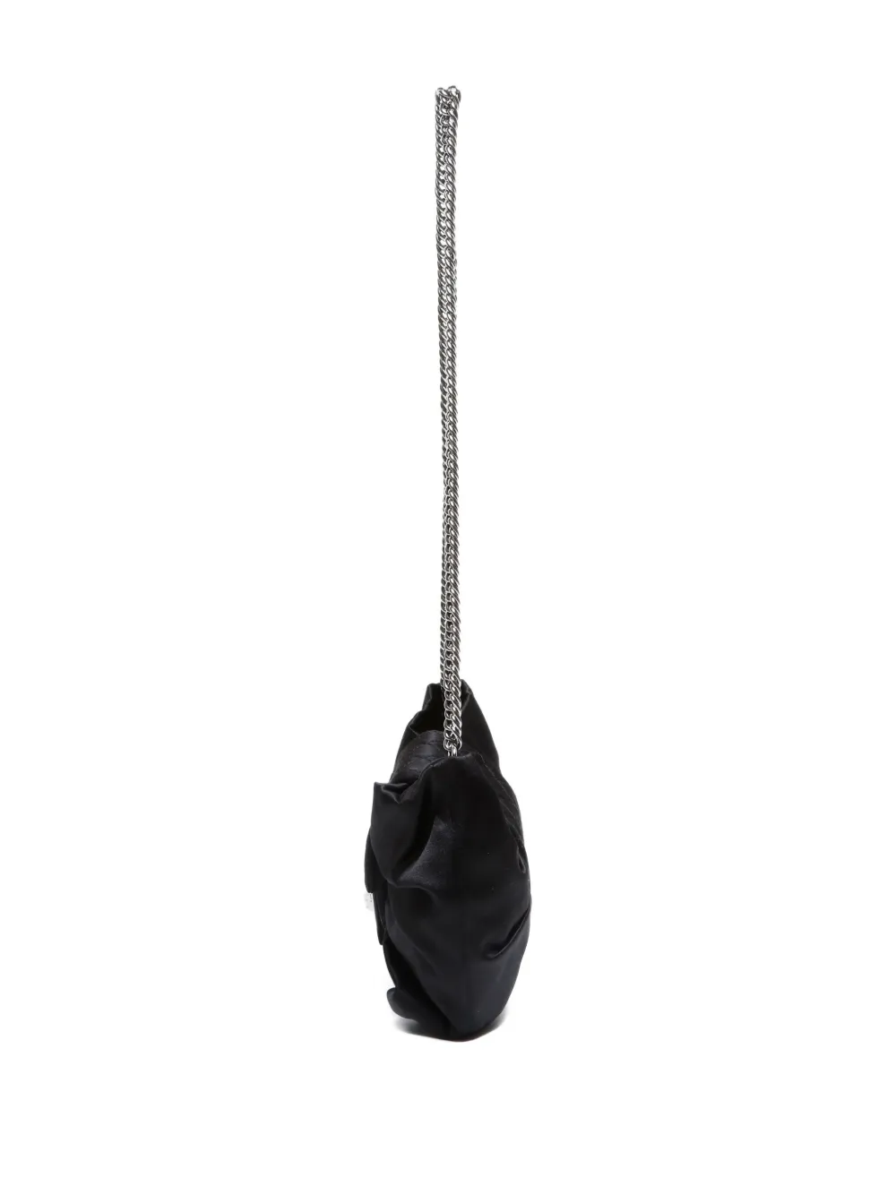 Pre-owned Chanel 2008-2009 Satin Ribbon-embellished Chain-strap Shoulder Bag In Black
