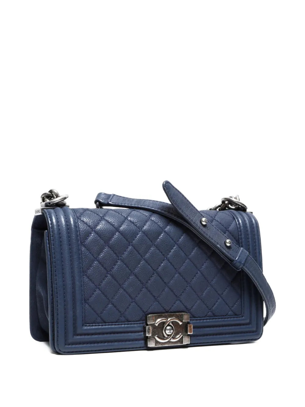 Pre-owned Chanel 2013-2014 Boy Chain-strap Shoulder Bag In Blue