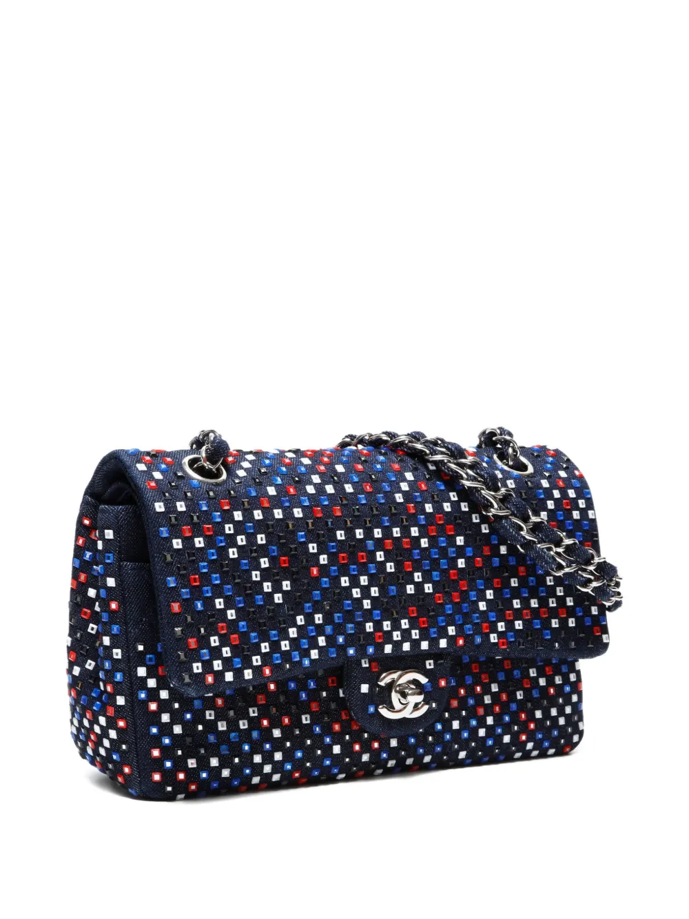 Pre-owned Chanel 2016-2017 Crystal Flap Shoulder Bag In Blue