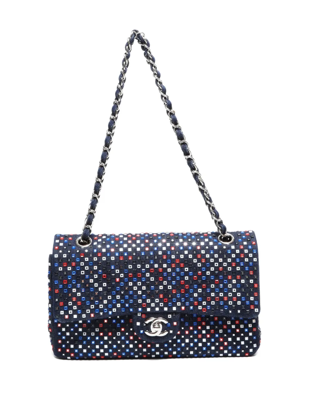 Pre-owned Chanel 2016-2017 Crystal Flap Shoulder Bag In Blue