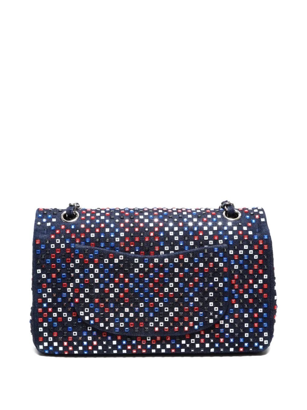 Pre-owned Chanel 2016-2017 Crystal Flap Shoulder Bag In Blue