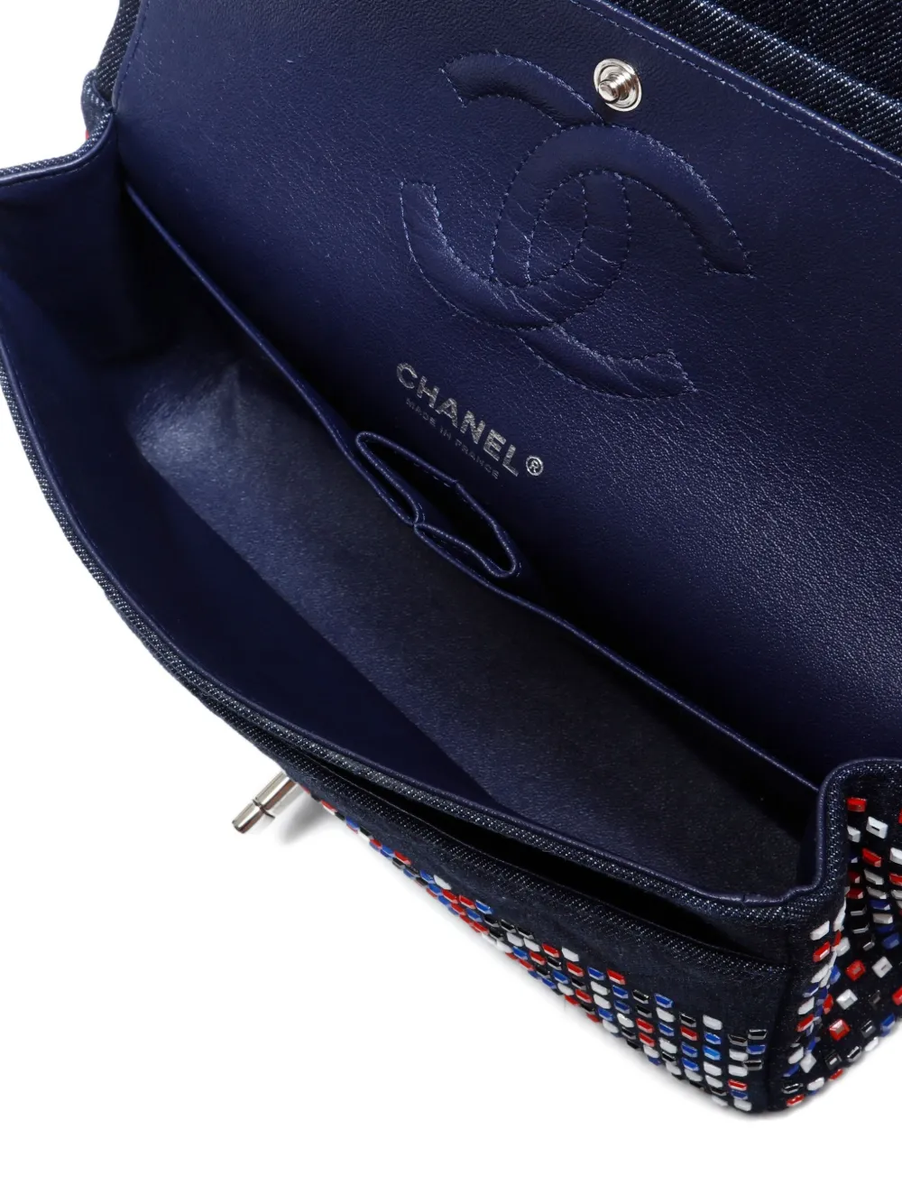 Pre-owned Chanel 2016-2017 Crystal Flap Shoulder Bag In Blue