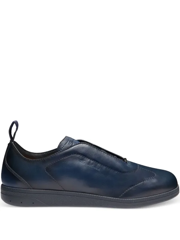 Santoni Leather Slip-on Sneakers in Blue