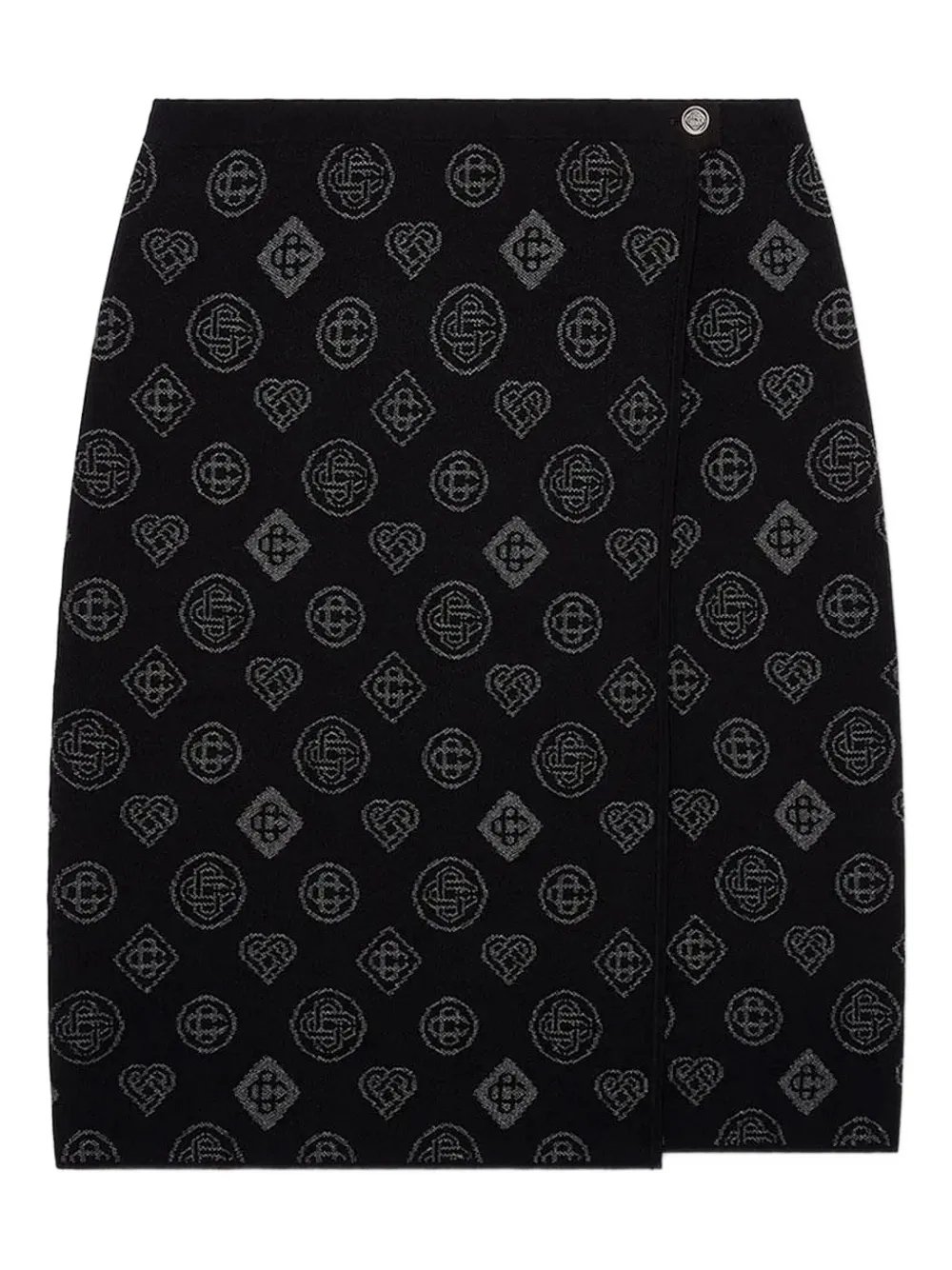 Casablanca Jacquard-motif Wrap Midi Skirt In Black