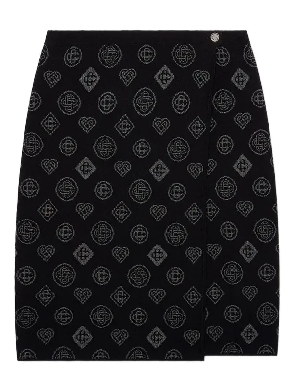 Casablanca Jacquard-motif Wrap Midi Skirt in Black