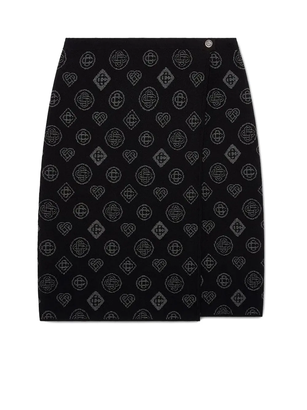 Casablanca Jacquard-motif Wrap Midi Skirt In Black