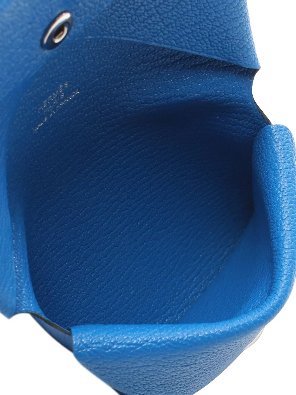 Pre-owned Hermes 2023 Chevre Calvi Duo Compact Card Holder In Blue