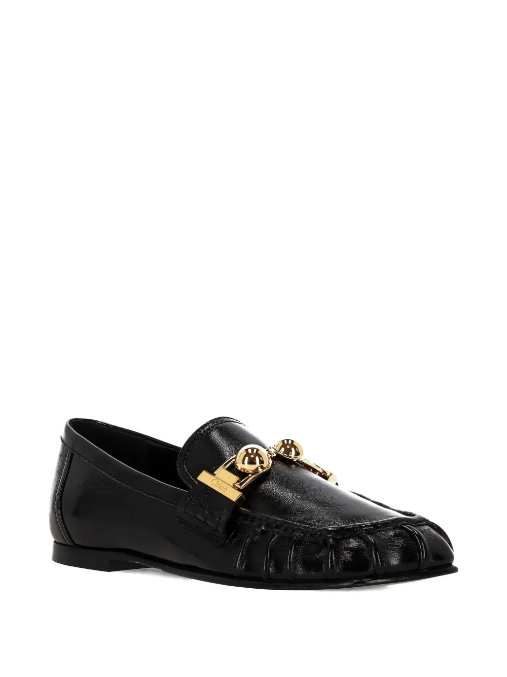 Chloé Asymmetric Metallic-milles Loafers In Black