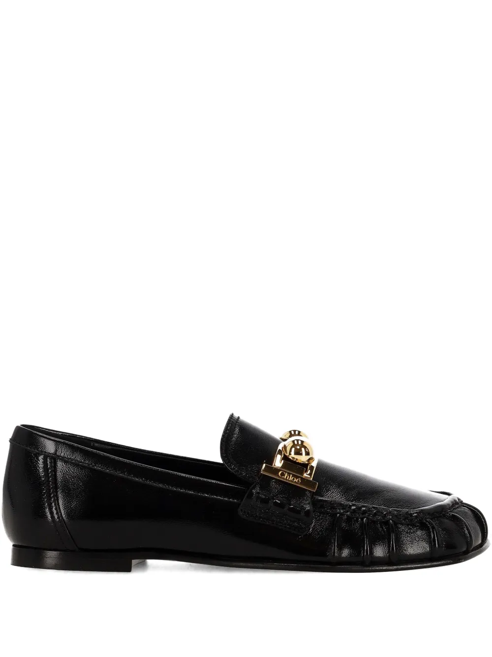 Chloé Asymmetric Metallic-milles Loafers In Black
