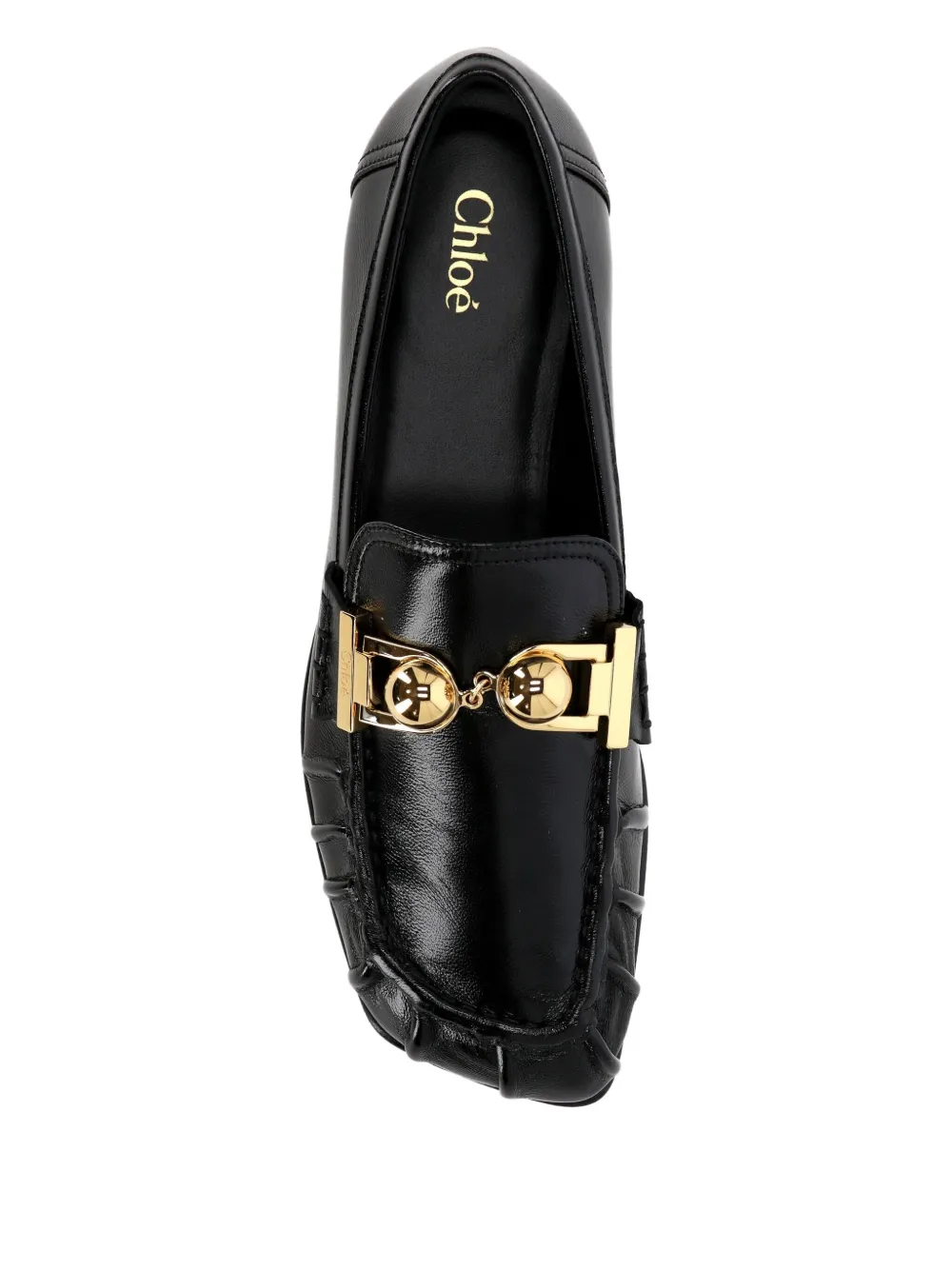 Chloé Asymmetric Metallic-milles Loafers In Black