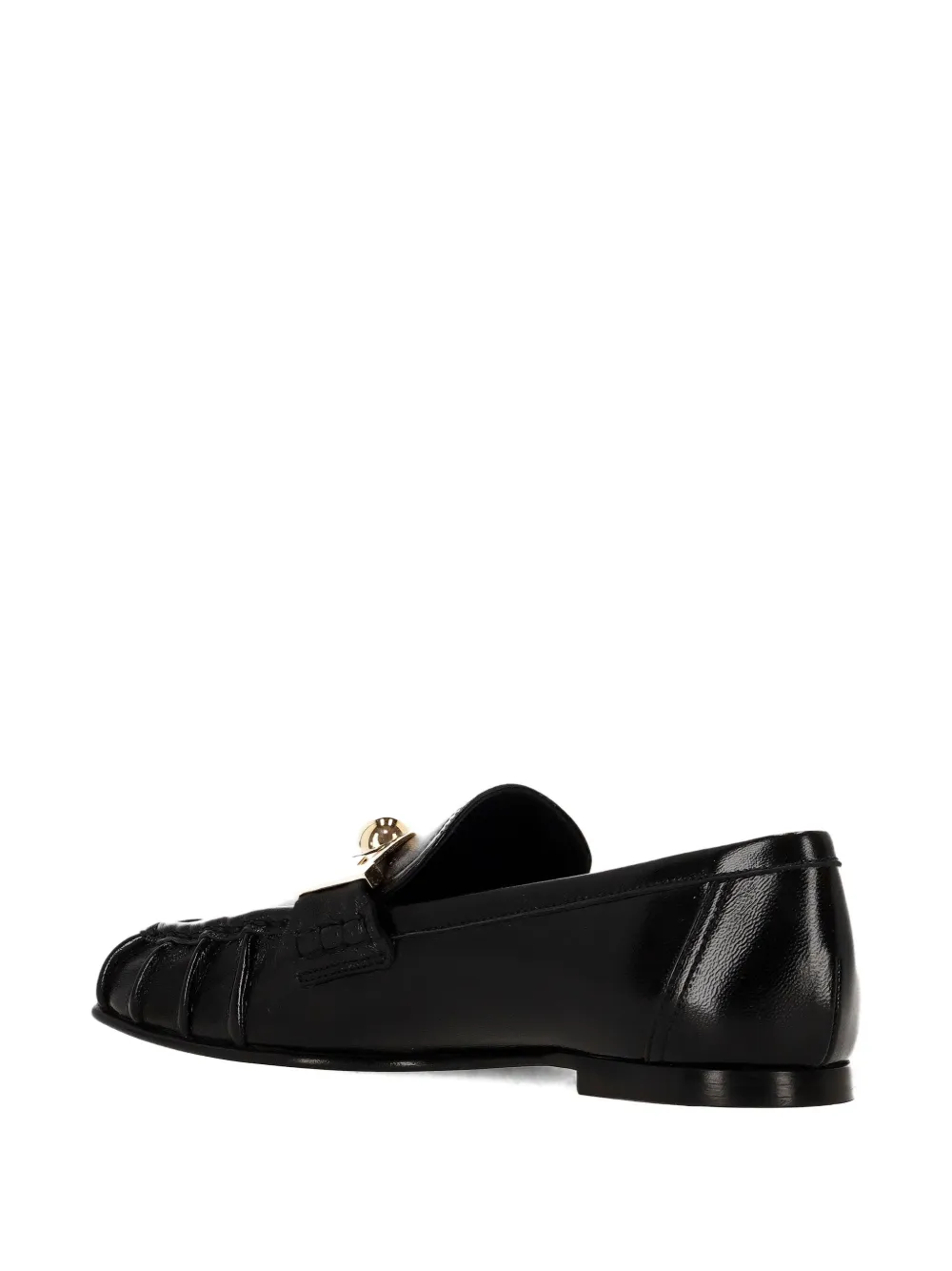 Chloé Asymmetric Metallic-milles Loafers In Black