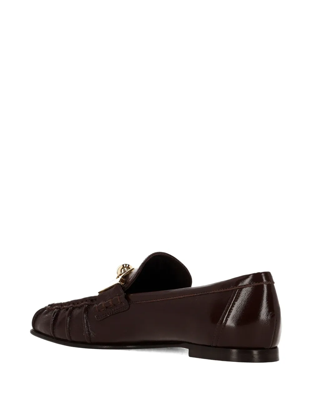 Chloé Asymmetric Metallic-miles Loafers In Brown