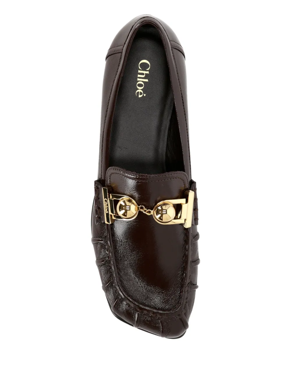Chloé Asymmetric Metallic-miles Loafers In Brown