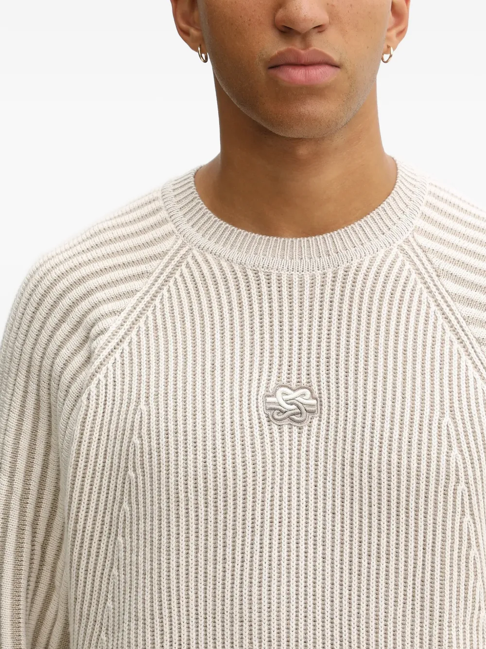 Filling Pieces Geribbelde sweater Beige