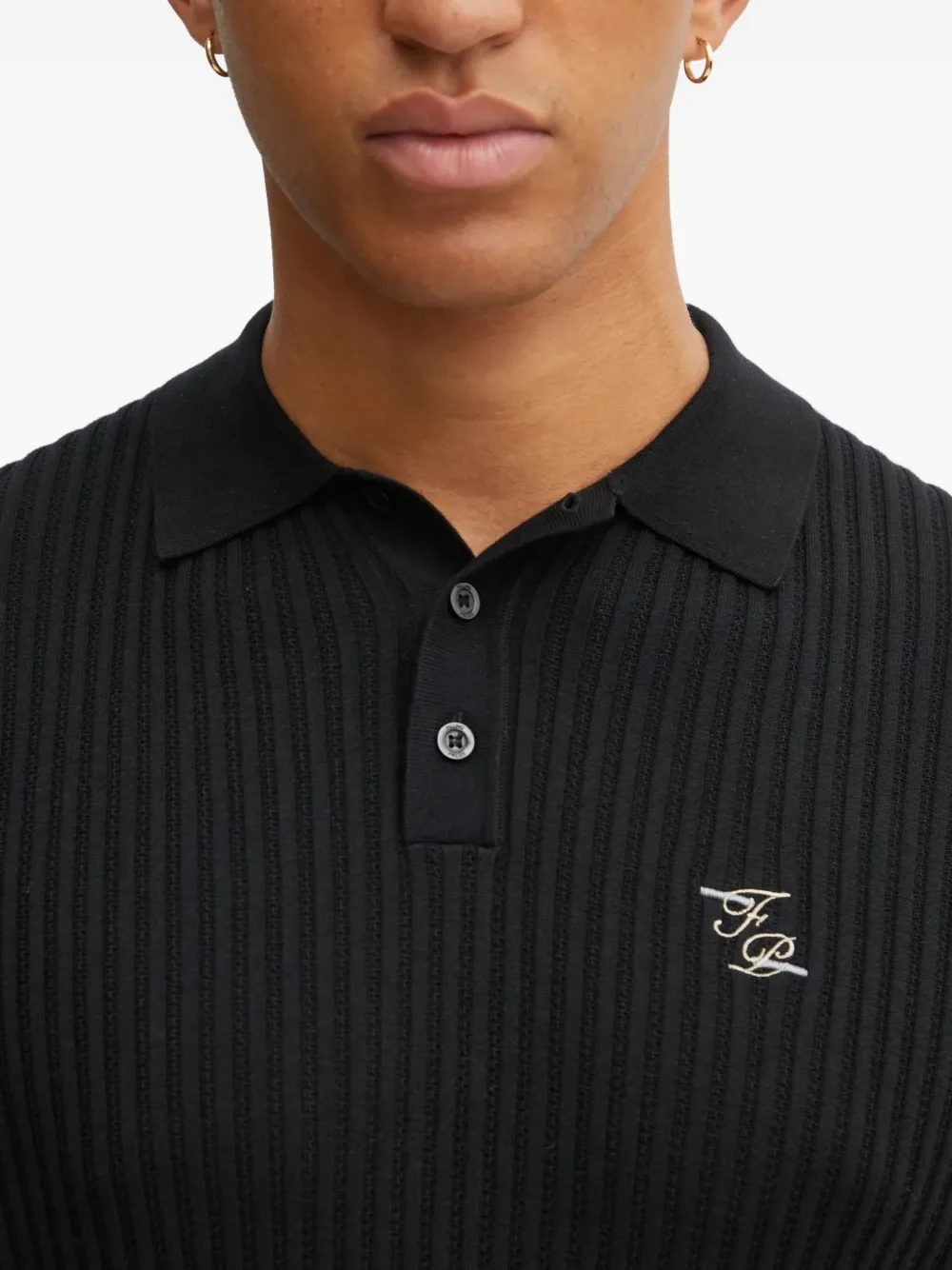 Filling Pieces Poloshirt met geborduurd logo Zwart