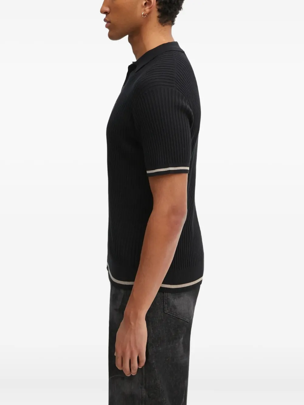 Filling Pieces Poloshirt met geborduurd logo - Zwart