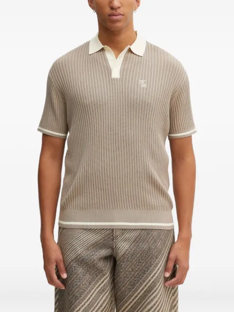 Filling Pieces ribbed embroidered-detail polo shirt