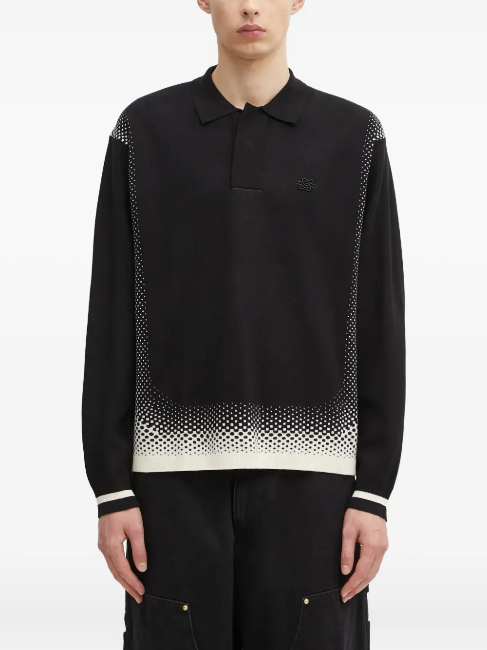 Filling Pieces long-sleeves polo shirt - Schwarz