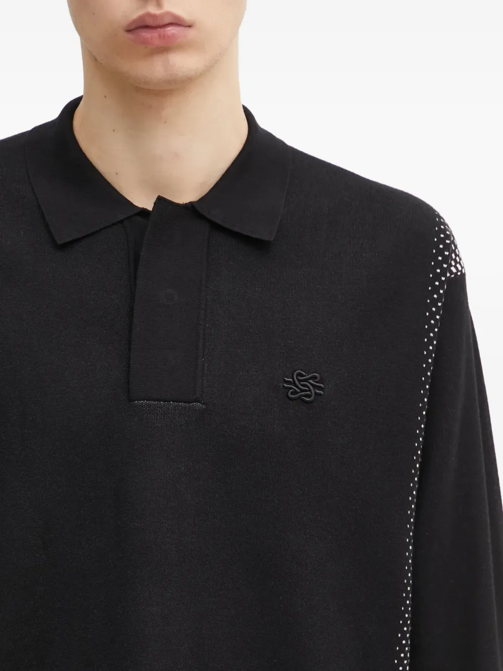 Filling Pieces Poloshirt met lange mouwen Zwart