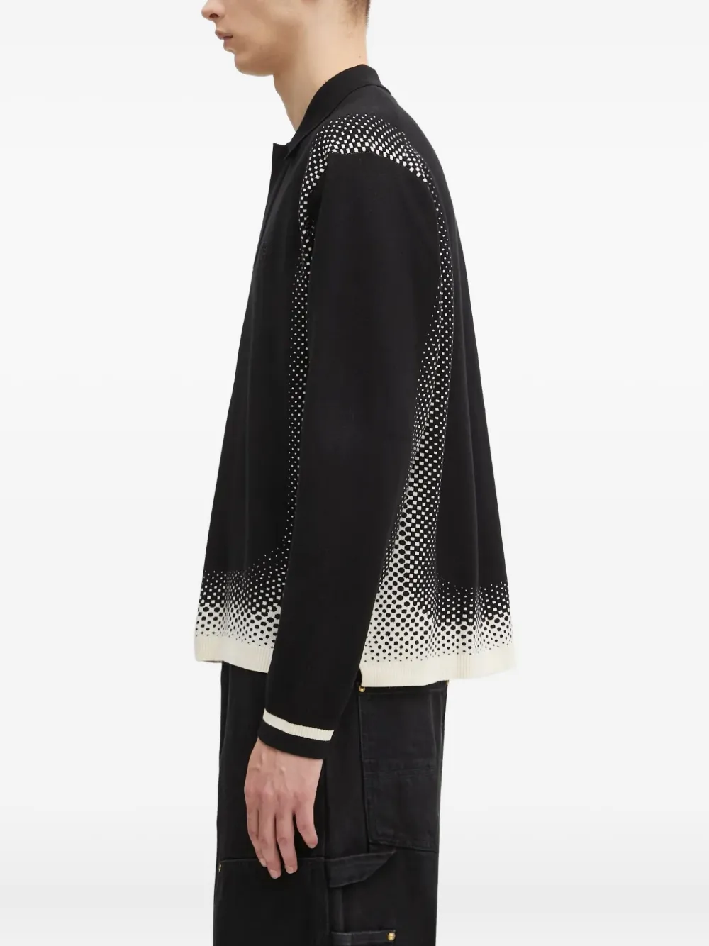Filling Pieces Poloshirt met lange mouwen - Zwart