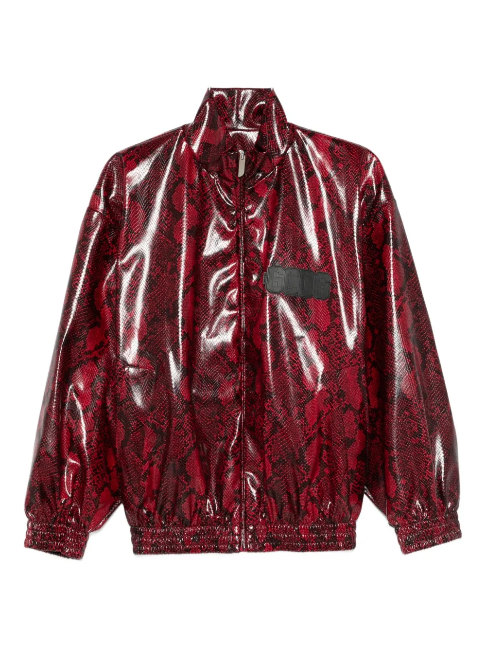 Gcds Snakeskin-effect Faux-leather Jacket In Red