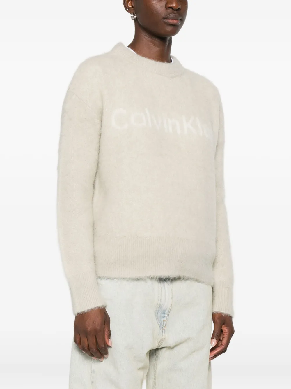Calvin Klein Sweater In Blended Alpaca In Neutral