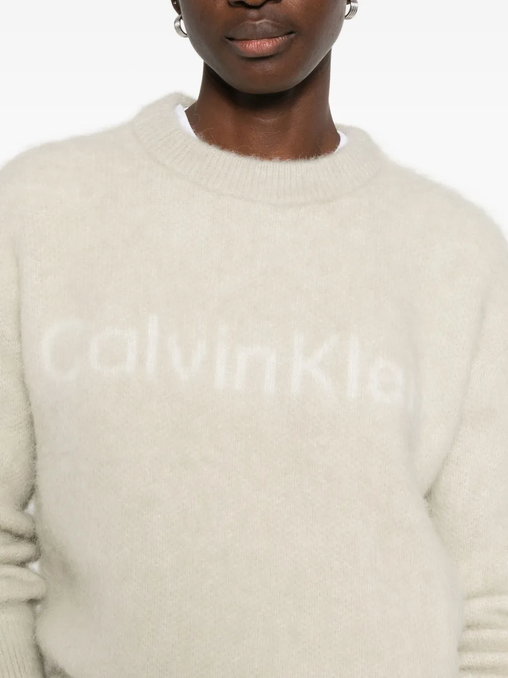 Calvin Klein Sweater In Blended Alpaca In Neutral