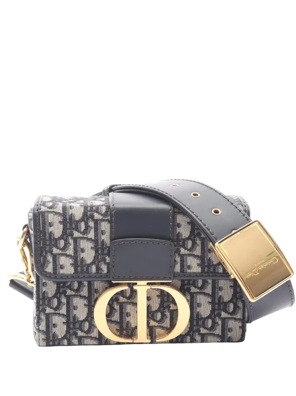 Christian Dior Pre-Owned 2000-2025 Oblique Canvas 30 Montaigne Box Bag  Crossbody Bag Blue FARFETCH IN