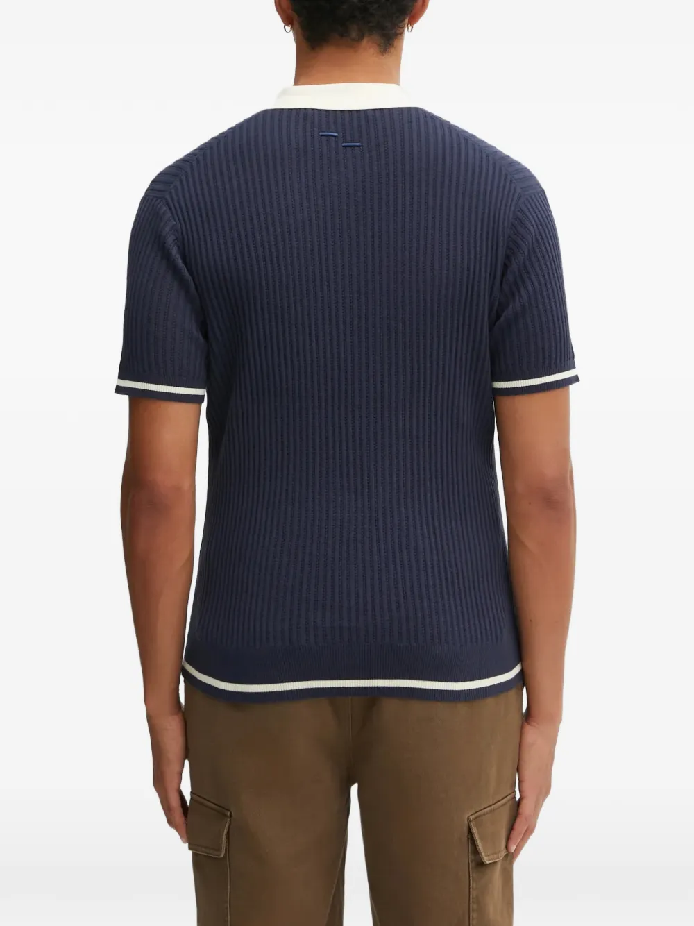Filling Pieces Geribbelde polotop Blauw