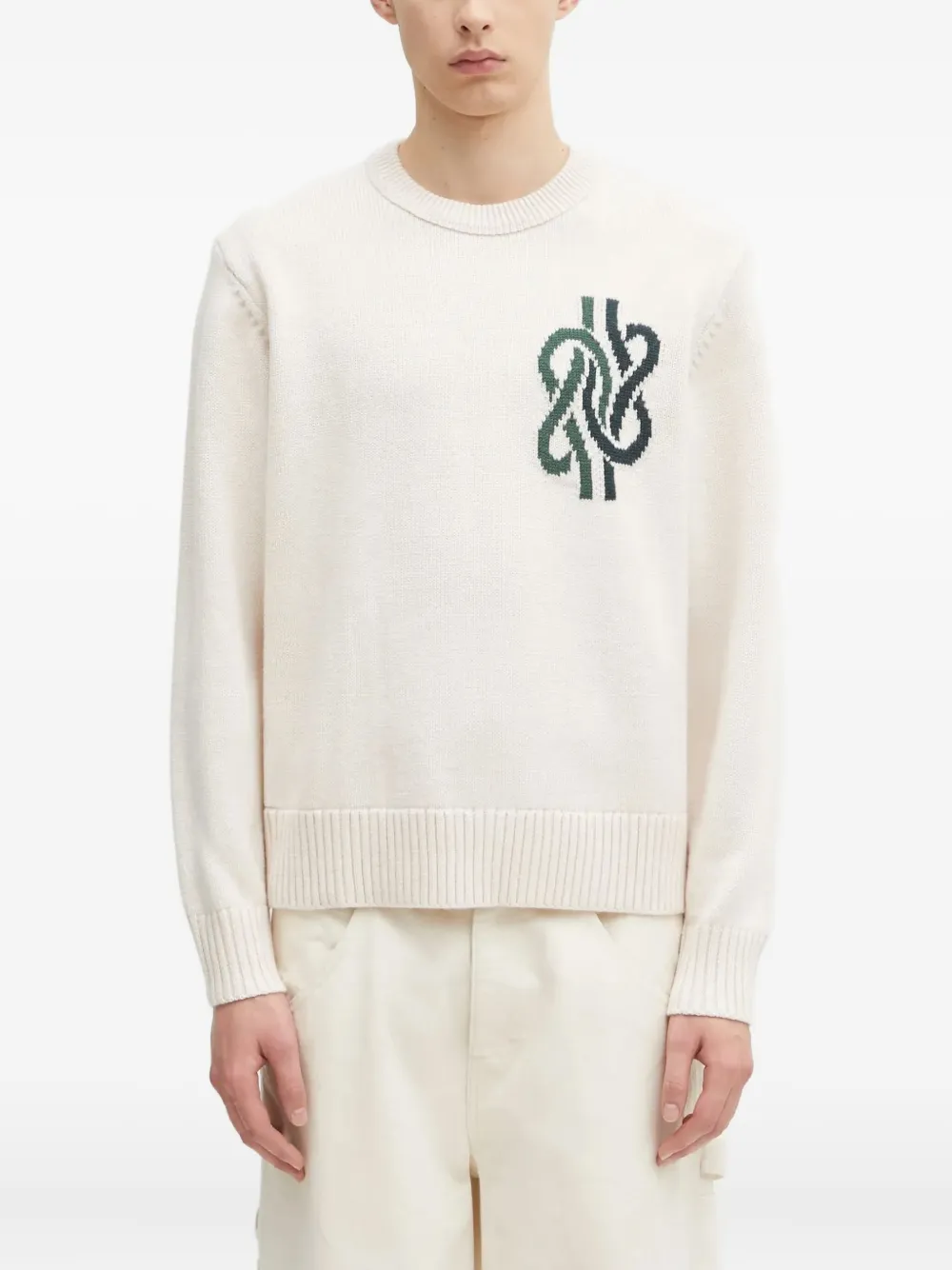 Filling Pieces pull nervuré à imprimé graphique | tons neutres | Image 1