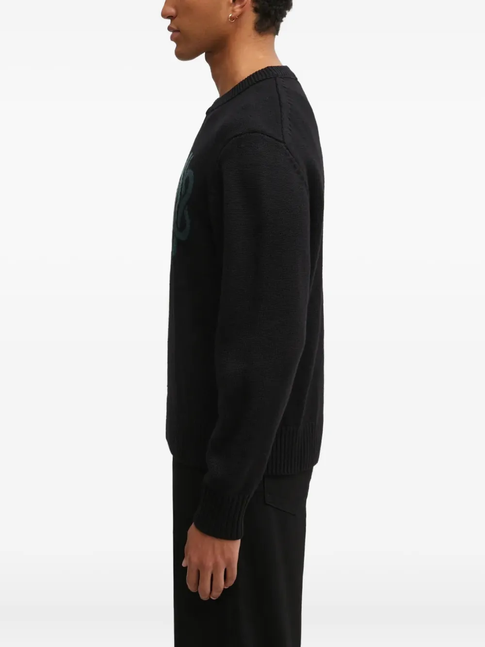 Filling Pieces Sweater met borduurwerk en ronde hals - Zwart