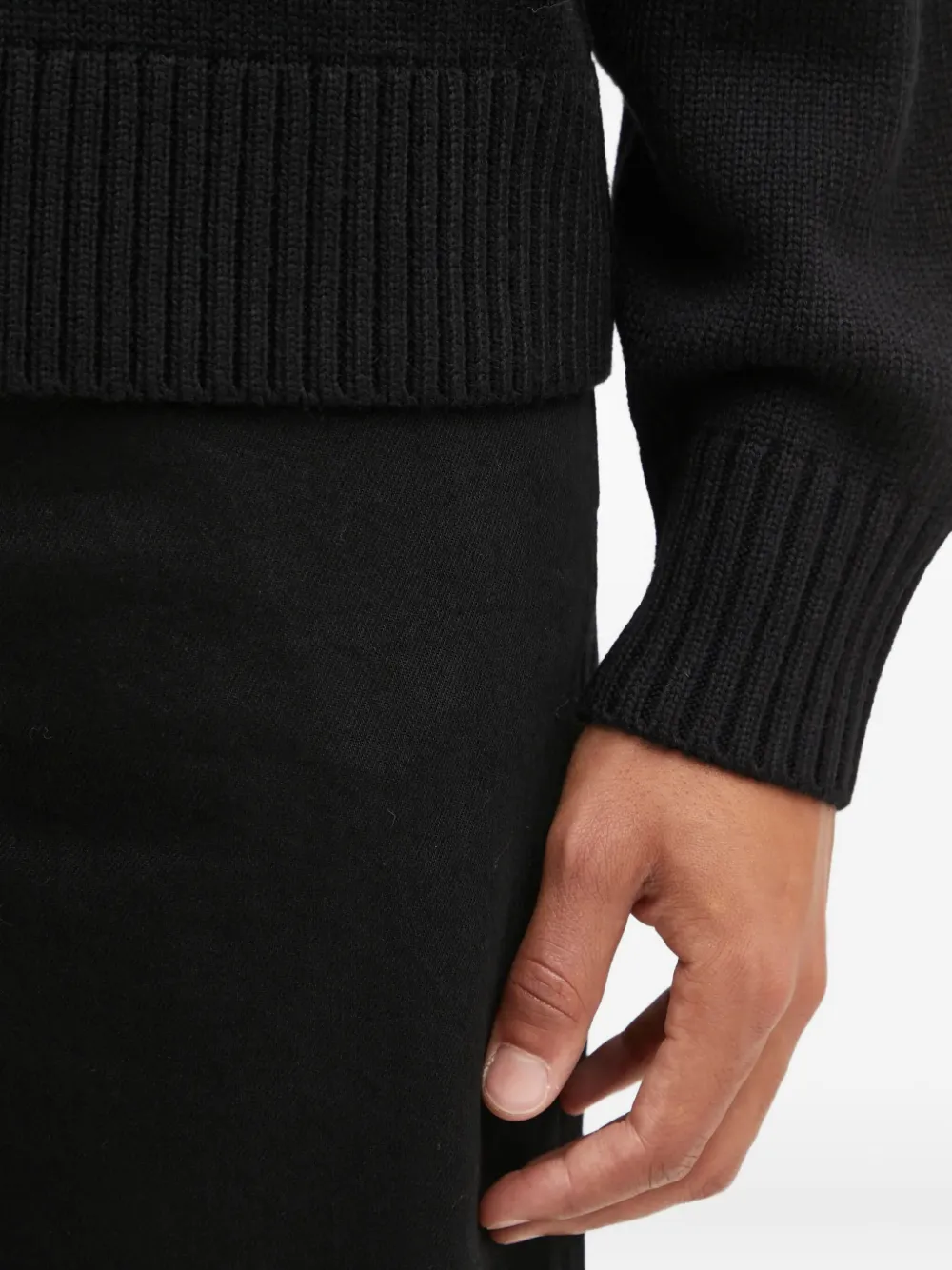 Filling Pieces Sweater met borduurwerk en ronde hals Zwart