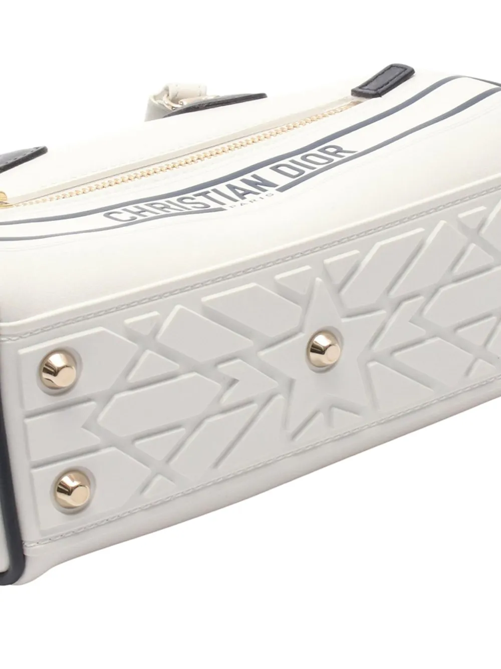 Pre-owned Dior 2022 Mini Leather Vibe Bowling Bag Satchel In White