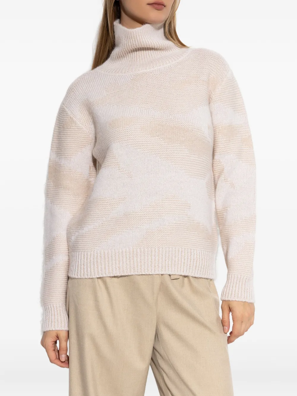 Add Roll-neck Patterned Sweater In Multi