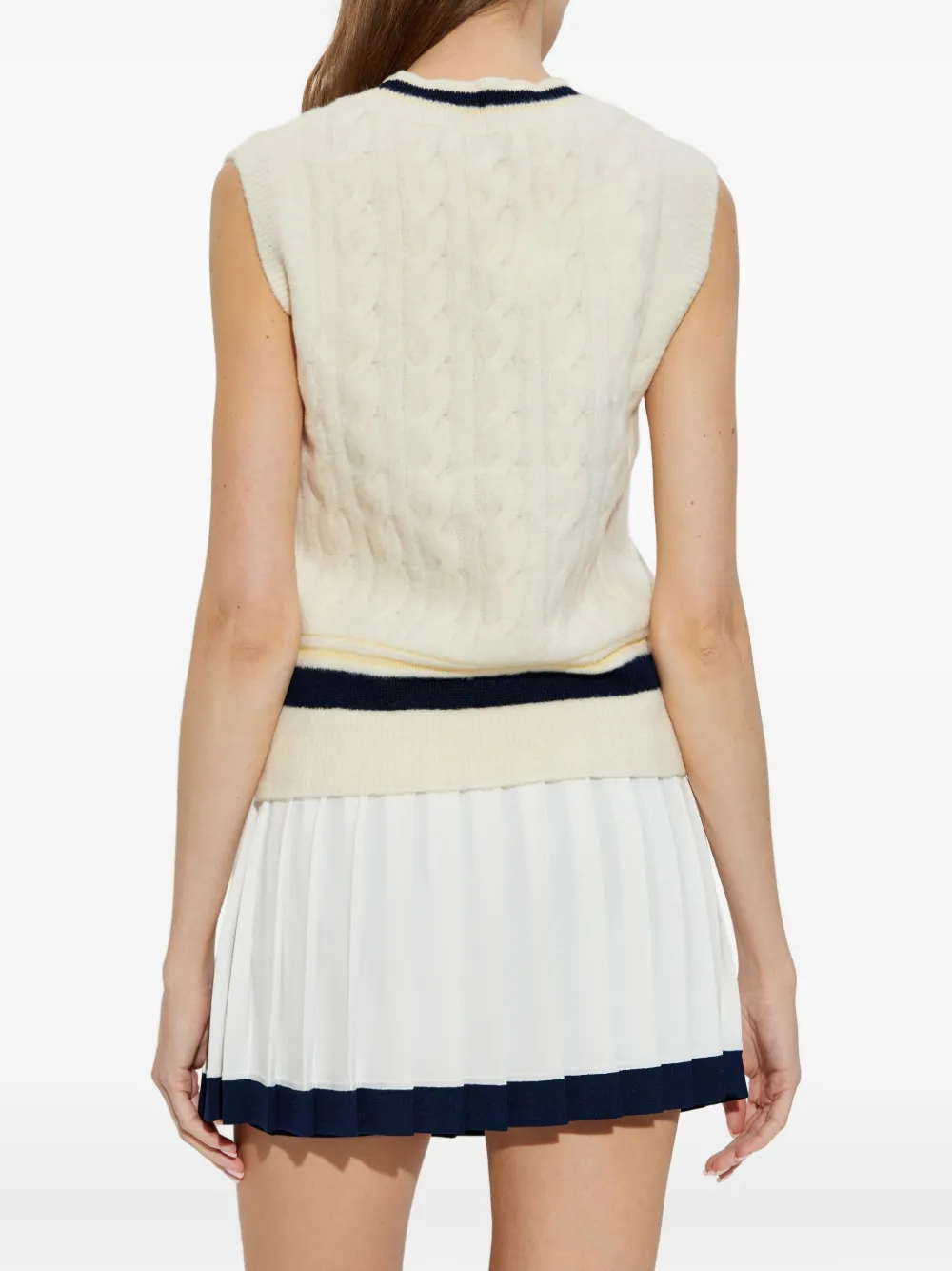 Lacoste Kabelgebreide top met V-hals Beige